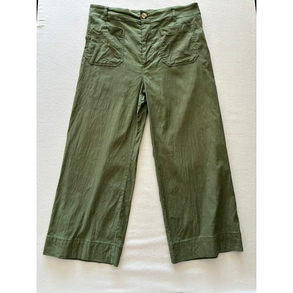 Maeve Anthropologie Colette Wide Leg Crop Pants Linen Gorpcore Naturecore Urban